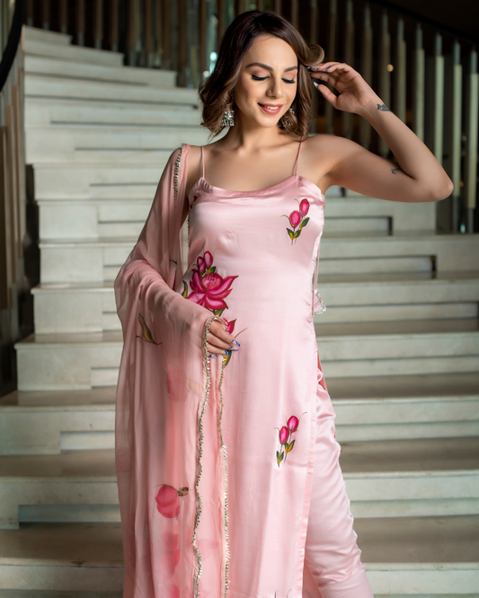 Avantika Peach Printed Kurta Set
