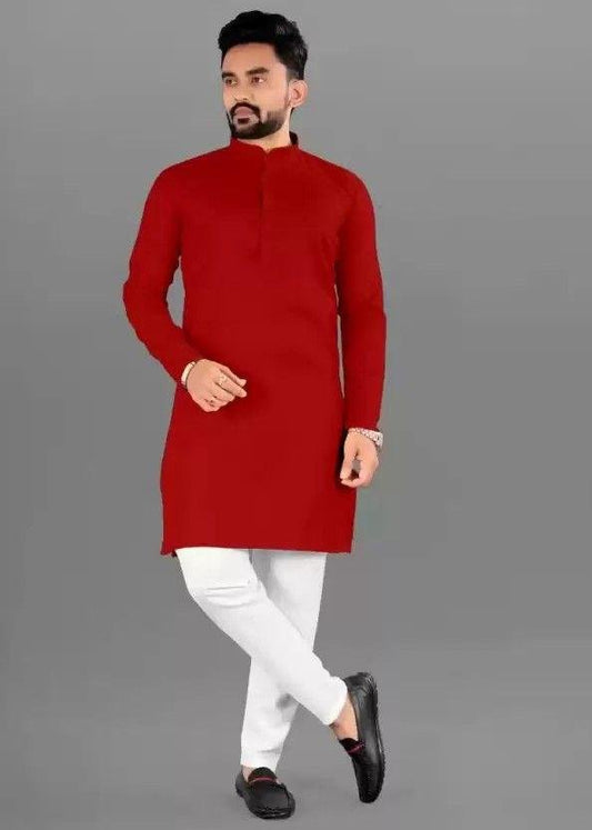 Festive Red Magic Cotton Kurta Pajama Set