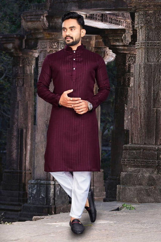 Men’s Maroon Premium Lining Kurta Set