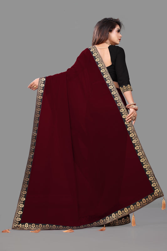 Happy Georgette Saree with Contrast Border