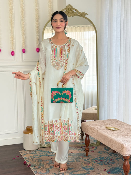 Anamika Embroidered Chanderi Kurta Set