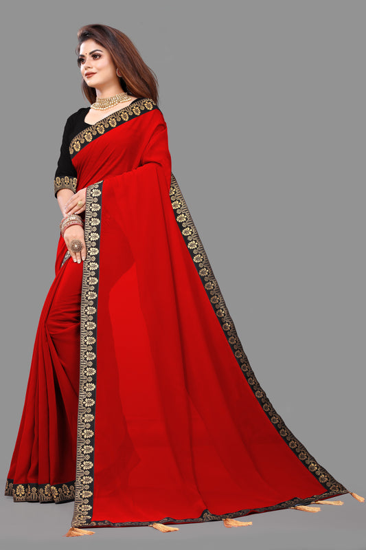 Happy Georgette Saree with Contrast Border